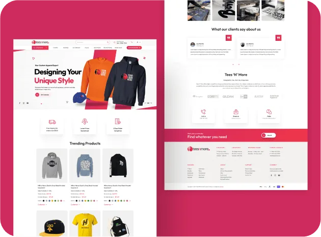 Teesnmore ecommerce website design by IndexGlance